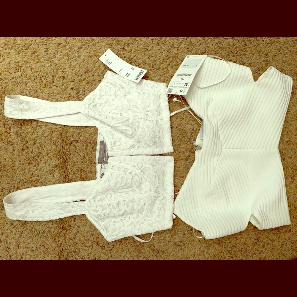 Two white bralette Crop tops S/M